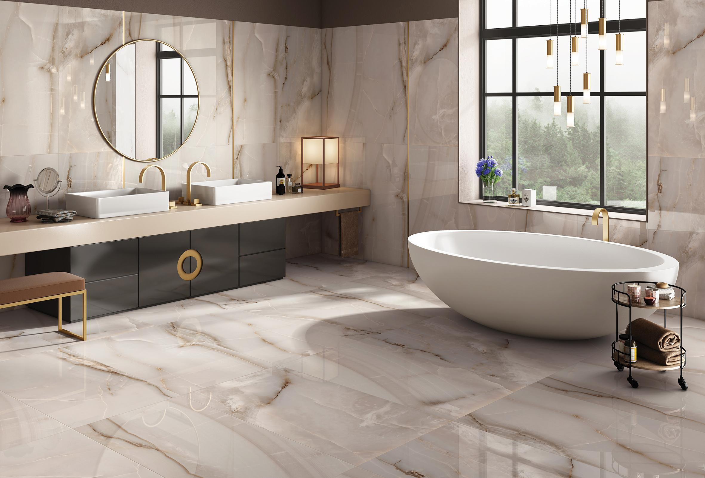 Onyx Smoke Marble Subway Tile 10 x 30cm